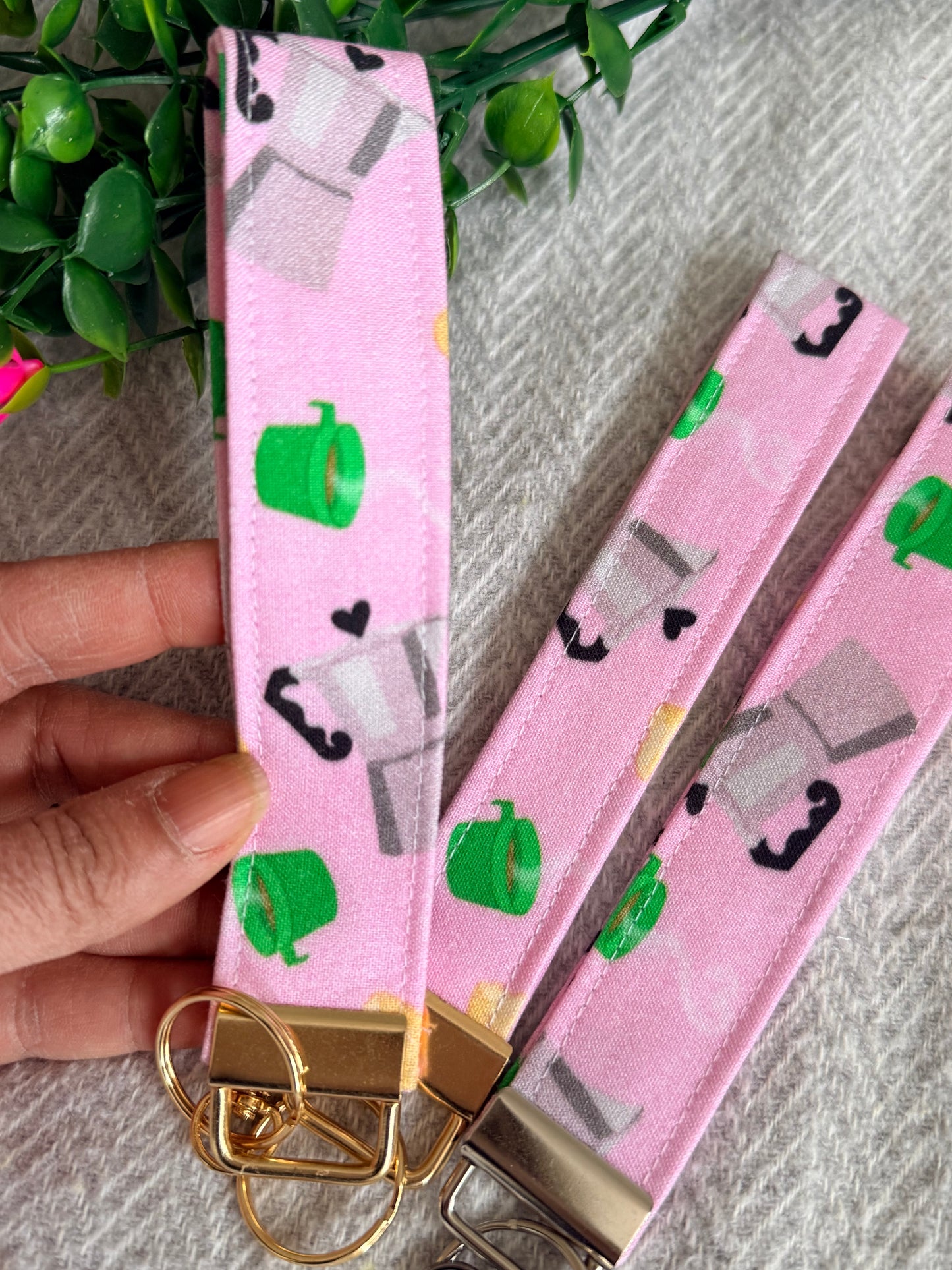 Print Wristlet Keychain - Coffee